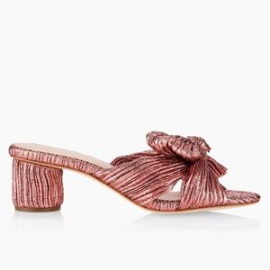 Loeffler Randall Emilia Pleated Knot Mules Metal Rose